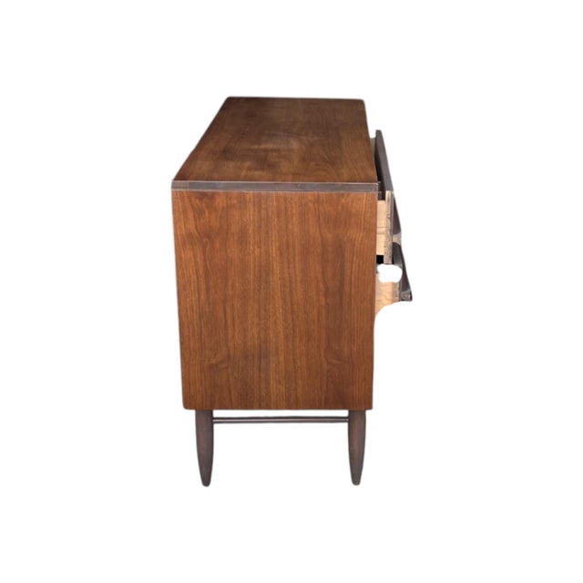Wood Mid-Century Modern Walnut & Rattan Cabinet – Restored Danish Modern Credenza For Sale - Image 7 of 11