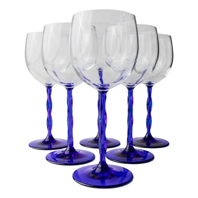Vintage Murano Glass Wine Glasses, Italy, 1970s, Set of 6 For Sale