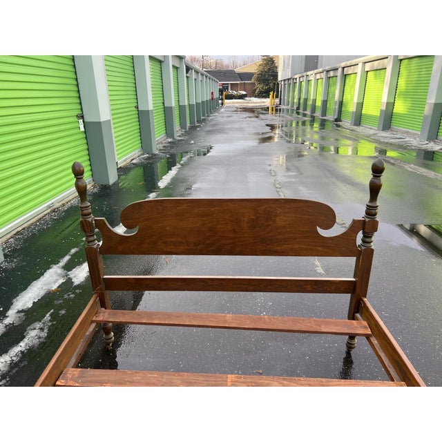 Traditional - Vintage Solid Wood Turned-Post Full Size Bed Frame For Sale - Image 3 of 5