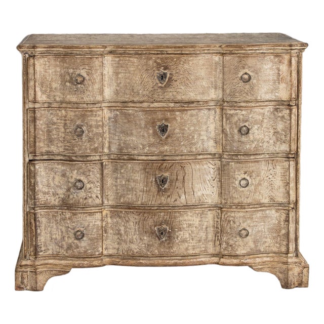 18th C. Danish Baroque Arbalète Shaped Commode in Original Patina For Sale