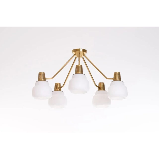 Metal Brass Ceiling Lamp attributed to Hans Bergström, Sweden, 1950s For Sale - Image 7 of 8