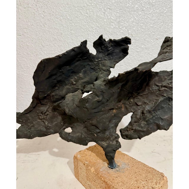 Zvi Aldouby, Brutalist Israeli Bronze Abstract Sculpture Wave Form Zvi Aldouby, c.1950's -1960's For Sale - Image 11 of 18