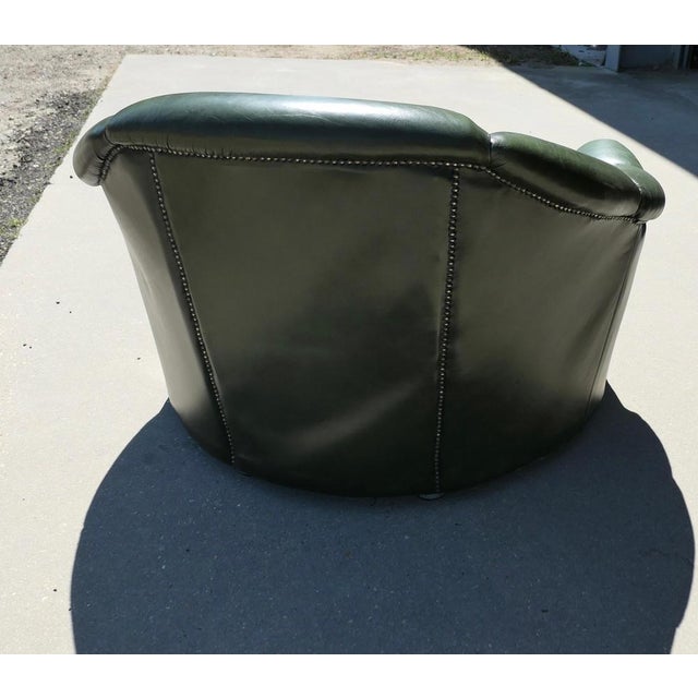 Mid-Century Italian Fan Back Club Chair in Leather For Sale - Image 6 of 8