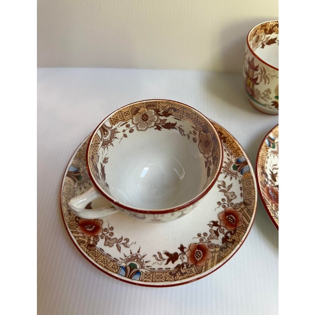 Late 18th Century Antique 1880s Sarreguemine Kyoto France Tea Cup and Saucer Set for Two(2) For Sale - Image 5 of 18