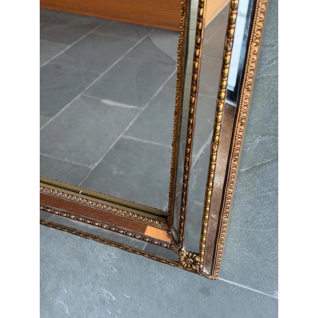 Venetian Wall Mirror with Beveled Glass and Brass Accents, 1970s For Sale - Image 4 of 11
