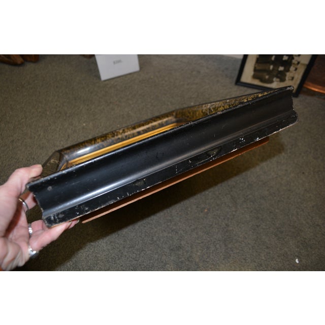 Vintage Gold / Black Mother of Pearl / Faux Marbleized Deep Picture Frame Cherub Arrow For Sale - Image 9 of 13