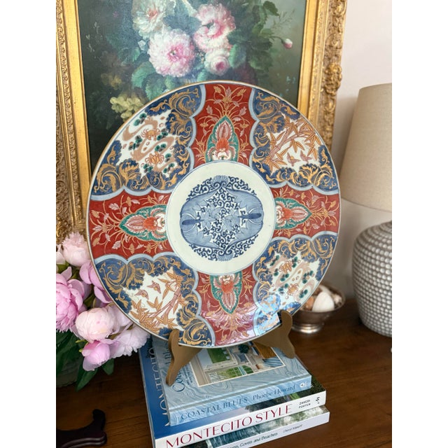 Early 20th Century Antique Japanese Imari Charger Plate | Meiji Period Porcelain, Hand-Painted Floral Scenes For Sale - Image 5 of 6