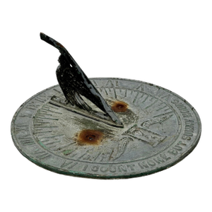 Antique Solid Cast Bronze "Count None but Sunny Days" Motto Garden Sundial - Early 20th Century