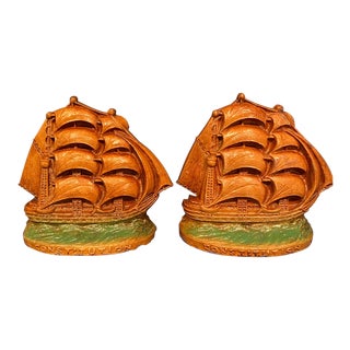 1950s Uss Constitution Frigate " Old Ironsides" Bookends- a Pair For Sale