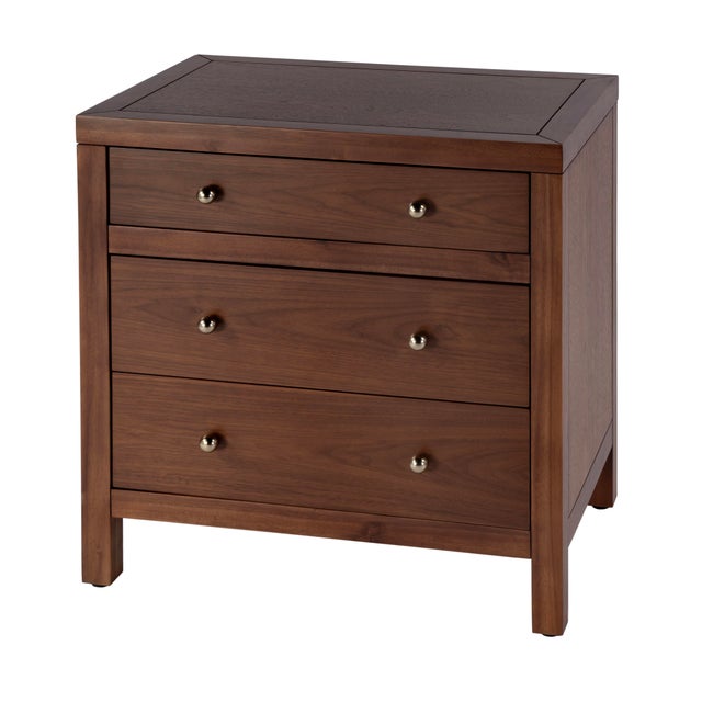 Modern Nora 25 in. W Rectangular Wood 3 Drawer Nightstand, Walnut For Sale - Image 3 of 11