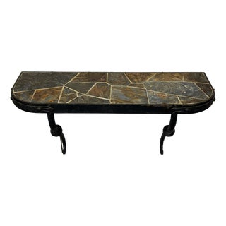 Console Table in Forged Steel and Slate Top, 1950s For Sale