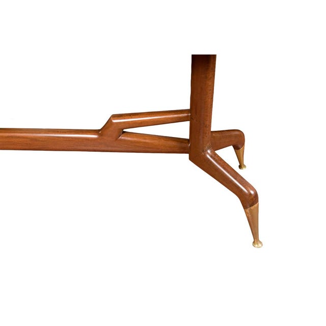 Console Table in Walnut with Brass Legs by Gio Ponti, 1950s For Sale - Image 3 of 17