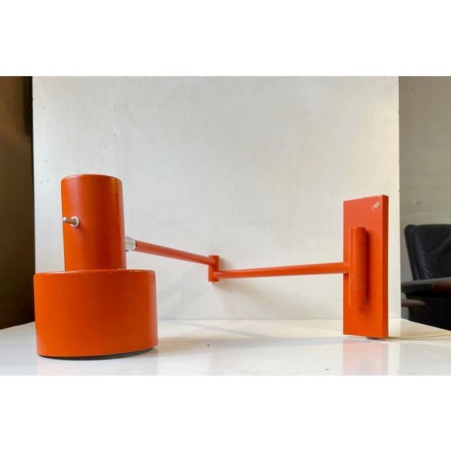 Orange Scale Swing Arm Wall Lamp by Jo Hammerborg for Fog & Mørup, 1970s For Sale - Image 11 of 14