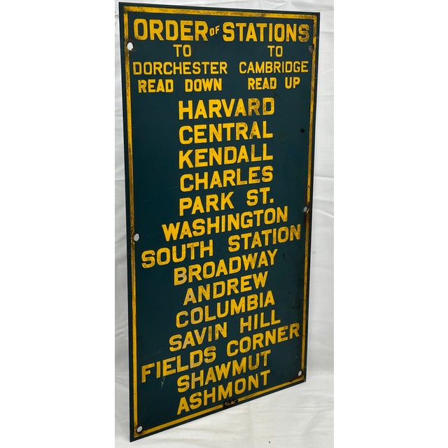 American Rare Authentic Antique Enamel on Steel Boston Trolly - Streetcar Destination Sign - Circa 1920s For Sale - Image 3 of 11