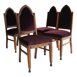 Dutch Art Deco Amsterdam School Dining Chairs, 1920s, Set of 4 For Sale