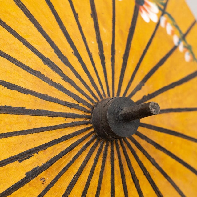 Hand Painted Bamboo Umbrella, 1950s For Sale - Image 11 of 18