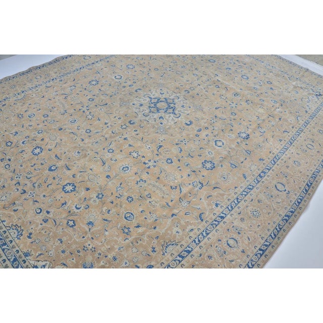 Mid 20th Century Beige Oversize Oushak Anatolian Carpet For Sale - Image 9 of 10