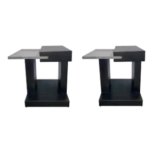 Caracole Industrial Modern Gray and Black Metal End Tables Pair Prototypes