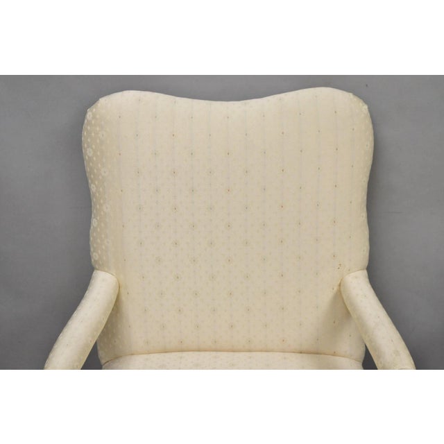 Wood Vintage Thomasville Georgian Style Carved Mahogany Lounge Arm Chairs - A Pair For Sale - Image 7 of 16