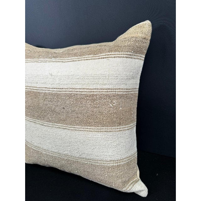 Contemporary Turkish Hemp Pillow Cushion Natural Beige Cushion Cover 20"x20" For Sale - Image 3 of 4