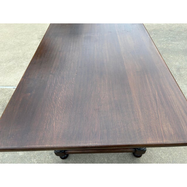 Wood Vintage French Country Farm Dining Table For Sale - Image 7 of 9