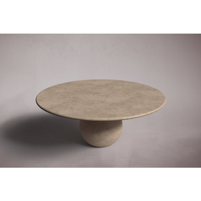 Modern Pearl Travertine Round Coffee Table 40" For Sale - Image 3 of 5
