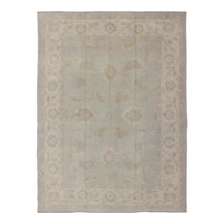 Large Turkish Oushak Rug With Pastel Colors and Botanical Design For Sale