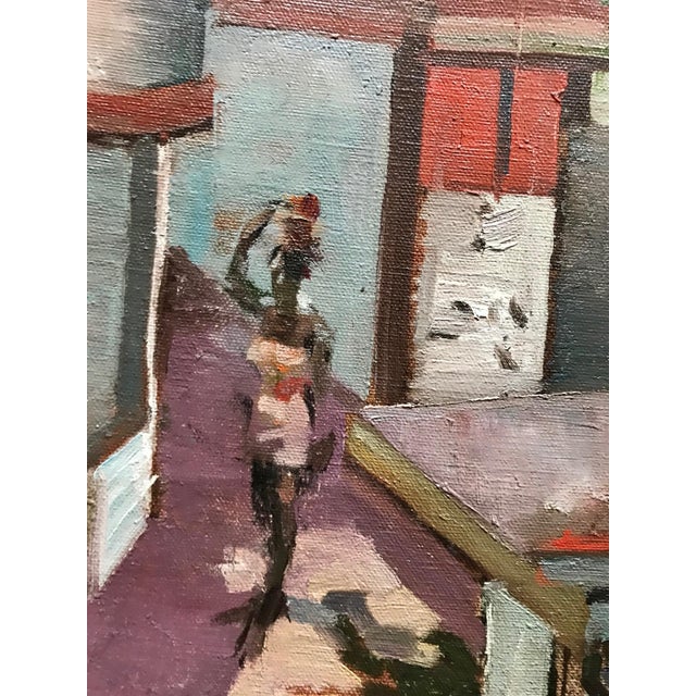 This 1985 original David Beynon Pena oil painting was painted on location on a tropical island.