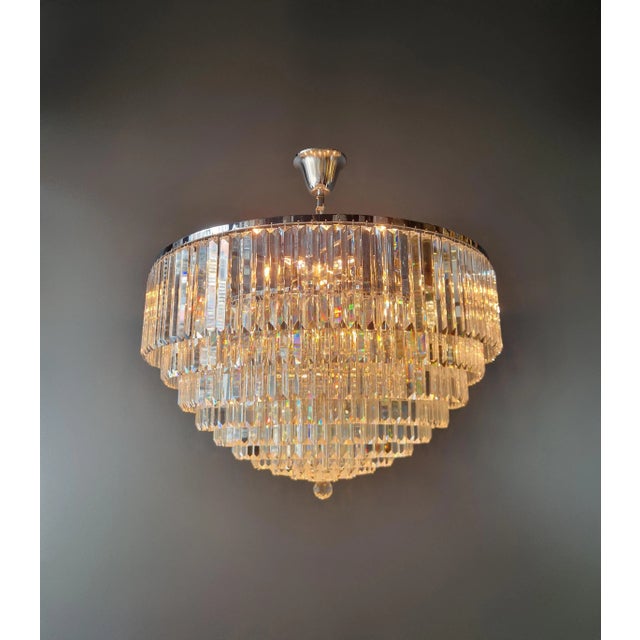 Postmodern Style Chrome Round Crystal Chandelier Light Modern Neutral For Sale - Image 4 of 12