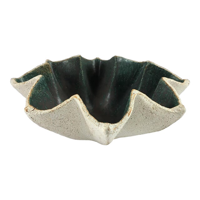 Ceramic Star Bowl With Green Glaze by Yumiko Kuga For Sale