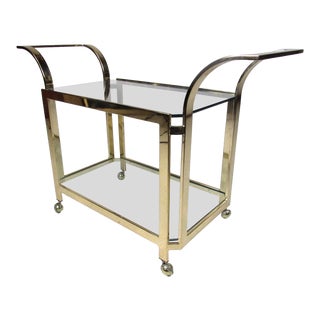 Late 20th Century Modern Brass Bar Cart For Sale