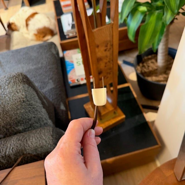 Mid Century Modern Modeline Walnut Enamel and Burlwood Table Lamp by John Keal C. 1959 For Sale - Image 12 of 12