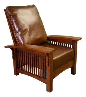 Craftsman / Mission Leather and Oak Morris Chair - Chestnut