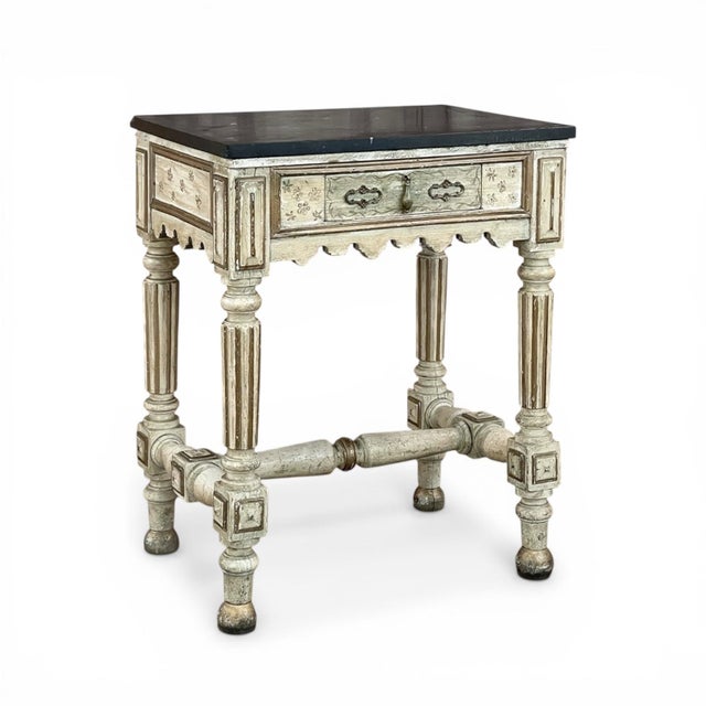 19th Century Italian Neoclassical Painted Marble Top End Table For Sale - Image 15 of 15