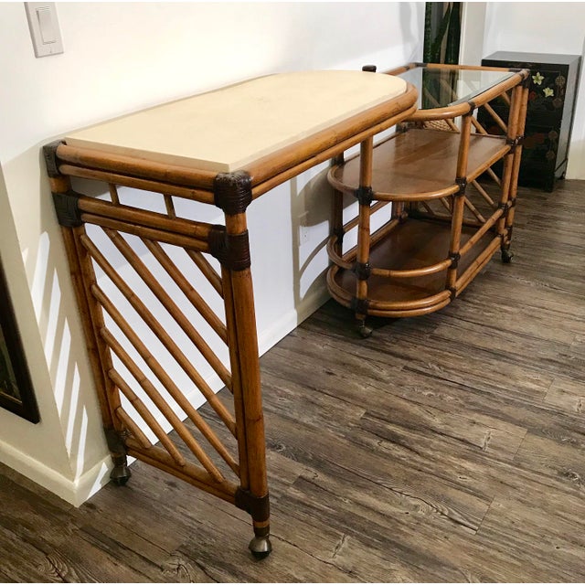 Boho Chic Twin Palms Bamboo Bar Cart Chairish