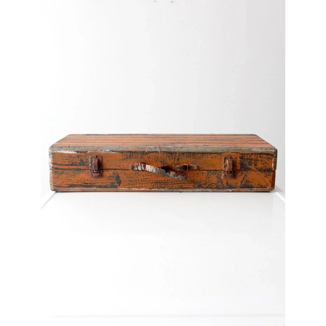 Orange Vintage Orange Wooden Tool Box For Sale - Image 8 of 12