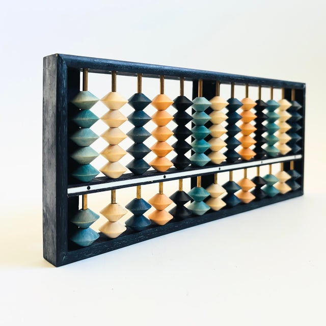 Vintage Japanese Wood Abacus - Blue Stained Beads For Sale - Image 4 of 9