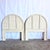 A charming pair of twin headboards crafted in classic boho chic style, featuring white washed wrapped wicker frames with...