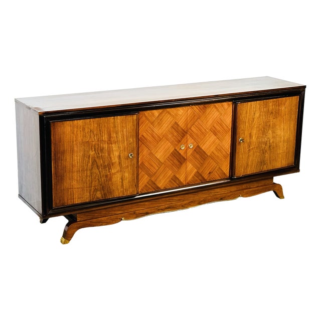 French Art Deco Walnut Sideboard, 1950s For Sale