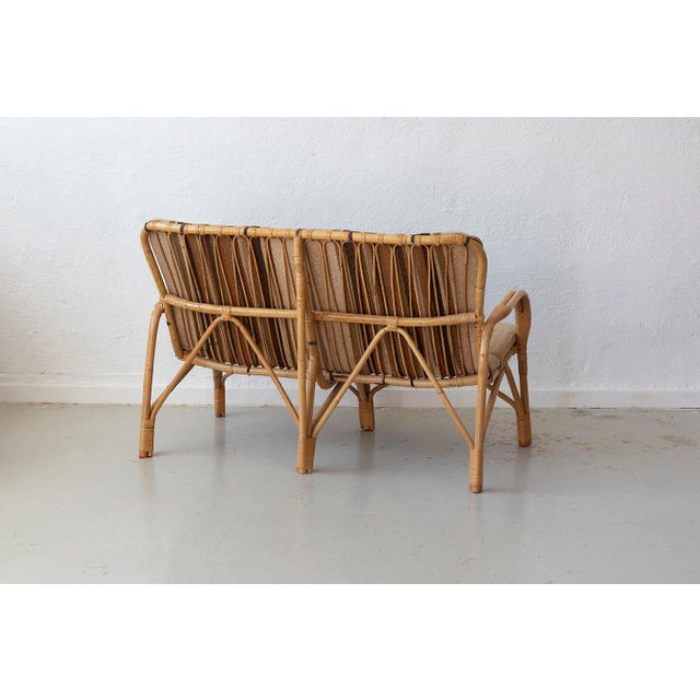 Danish Rattan Lounge Set with Sofa, Armchairs and Coffee Table, 1970s, Set of 4 For Sale - Image 3 of 11