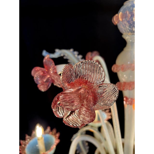 Vintage Venetian Light Blue and Pink Chandelier, 1950s For Sale - Image 10 of 18