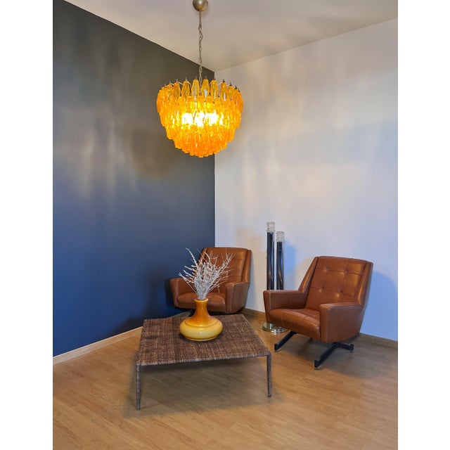 Vintage Murano Glass Chandelier with 111 Amber Poliedri, 1990s For Sale - Image 11 of 18