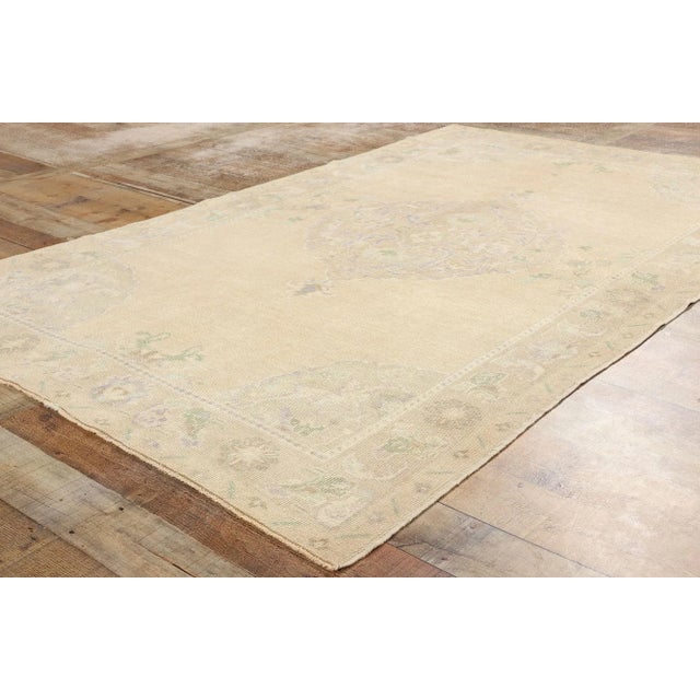 Textile Vintage Muted Turkish Oushak Rug - 04'09 X 07'05 For Sale - Image 7 of 9