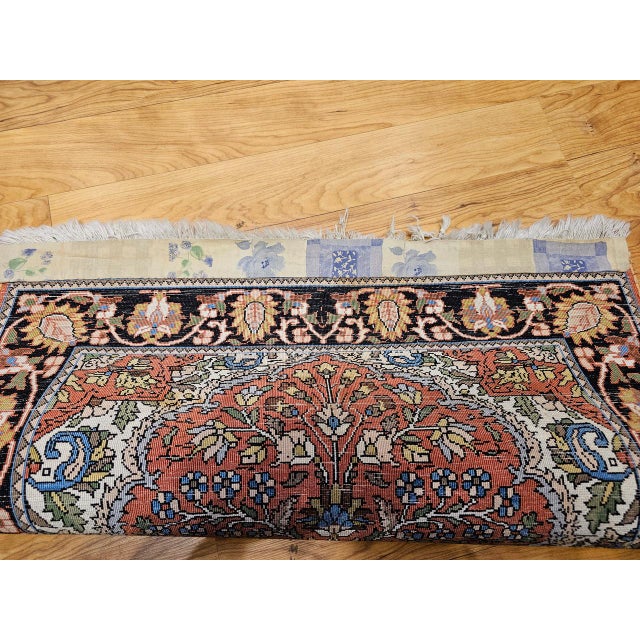 Textile Vintage Turkish Silk Pictorial Rug, Tree of Life Design, Hand-Knotted, 3' x 4' For Sale - Image 7 of 10