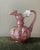 Fenton Art Glass Company Vintage Signed Fenton Pink Iridescent Hand-Painted Pansy Pitcher For Sale - Image 4 of 5