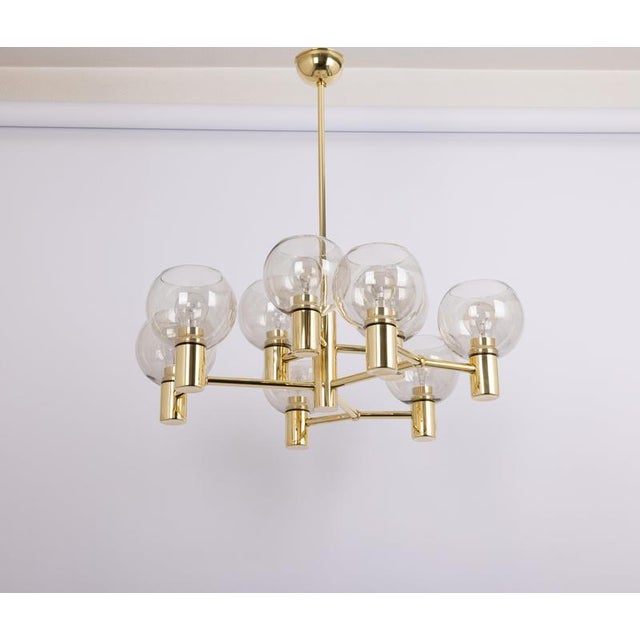 Metal Large Vintage Brass Chandelier, Germany, 1960s For Sale - Image 7 of 13
