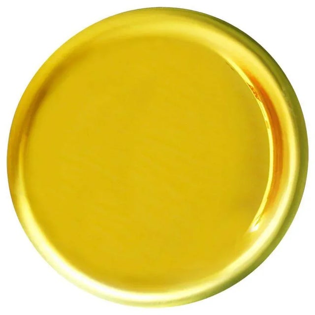 French Modern Sculptural Concave Yellow Glass Mirror For Sale - Image 10 of 10