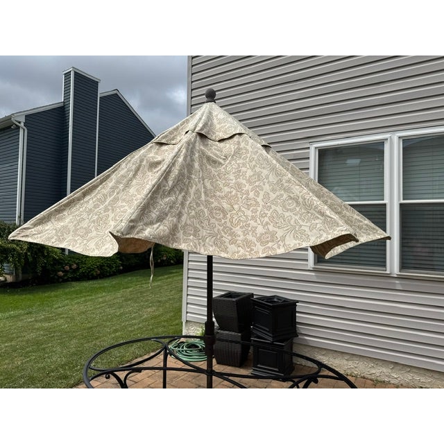 Brown Jordan Roma Table Frame and Weighted Umbrella Base With Canvas Umbrella For Sale - Image 11 of 15