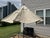 Brown Jordan Roma Table Frame and Weighted Umbrella Base With Canvas Umbrella For Sale - Image 11 of 15