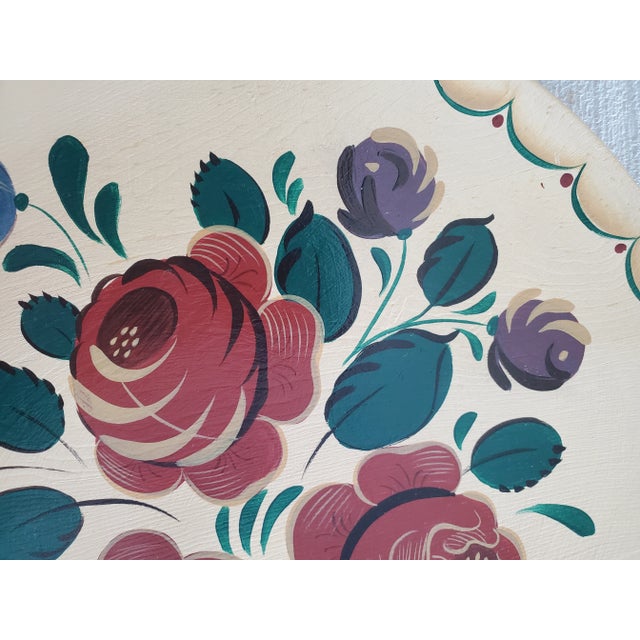 Folk Art 1980s Vintage Tole Sping Wall Plate For Sale - Image 3 of 4